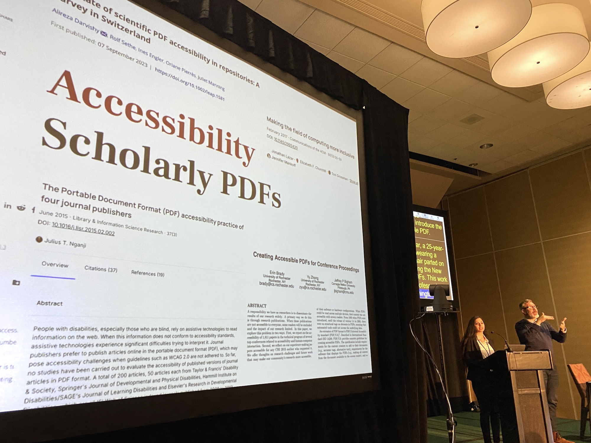photo of anukriti presenting the PDF accessibility study at ASSETS 2024